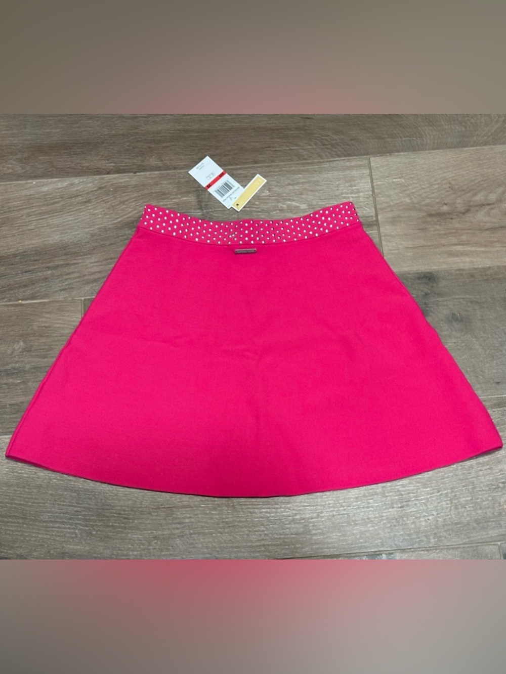 Michael Kors Hot Pink Mini Skirt with Studded Waistband - Picture 2 of 4